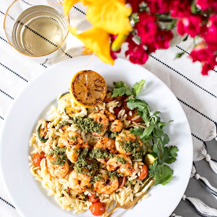 Picture of Herb Pesto Shrimp Over Orzo